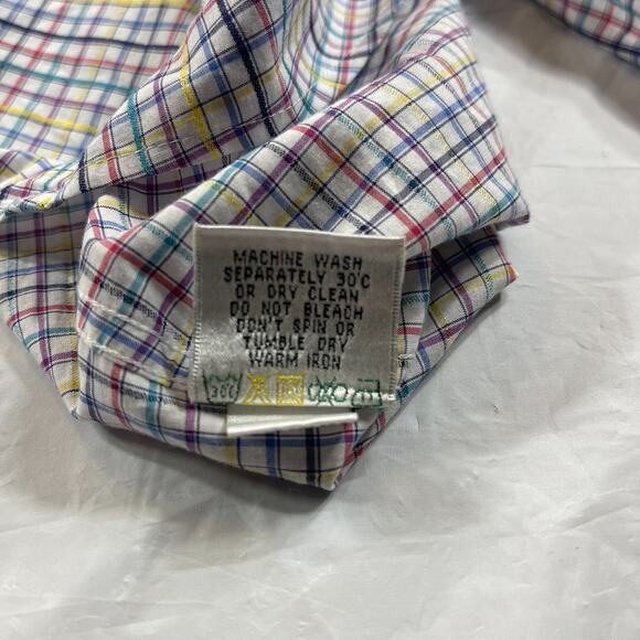 Bugatchi Shaped Fit Multicolor Check Button Down Shirt Men’s Large 100% Cotton - Picture 7 of 10